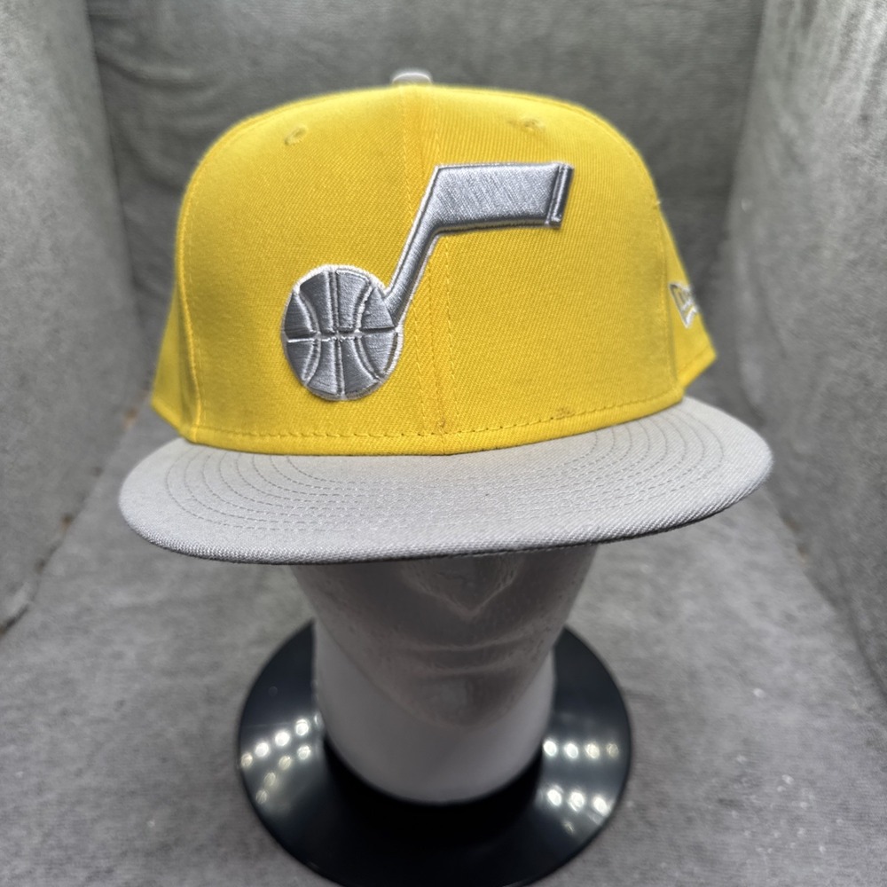 Utah Jazz Fitted Hat 8‎ Yellow Gray New Era NBA Embroidered Cap Basketball